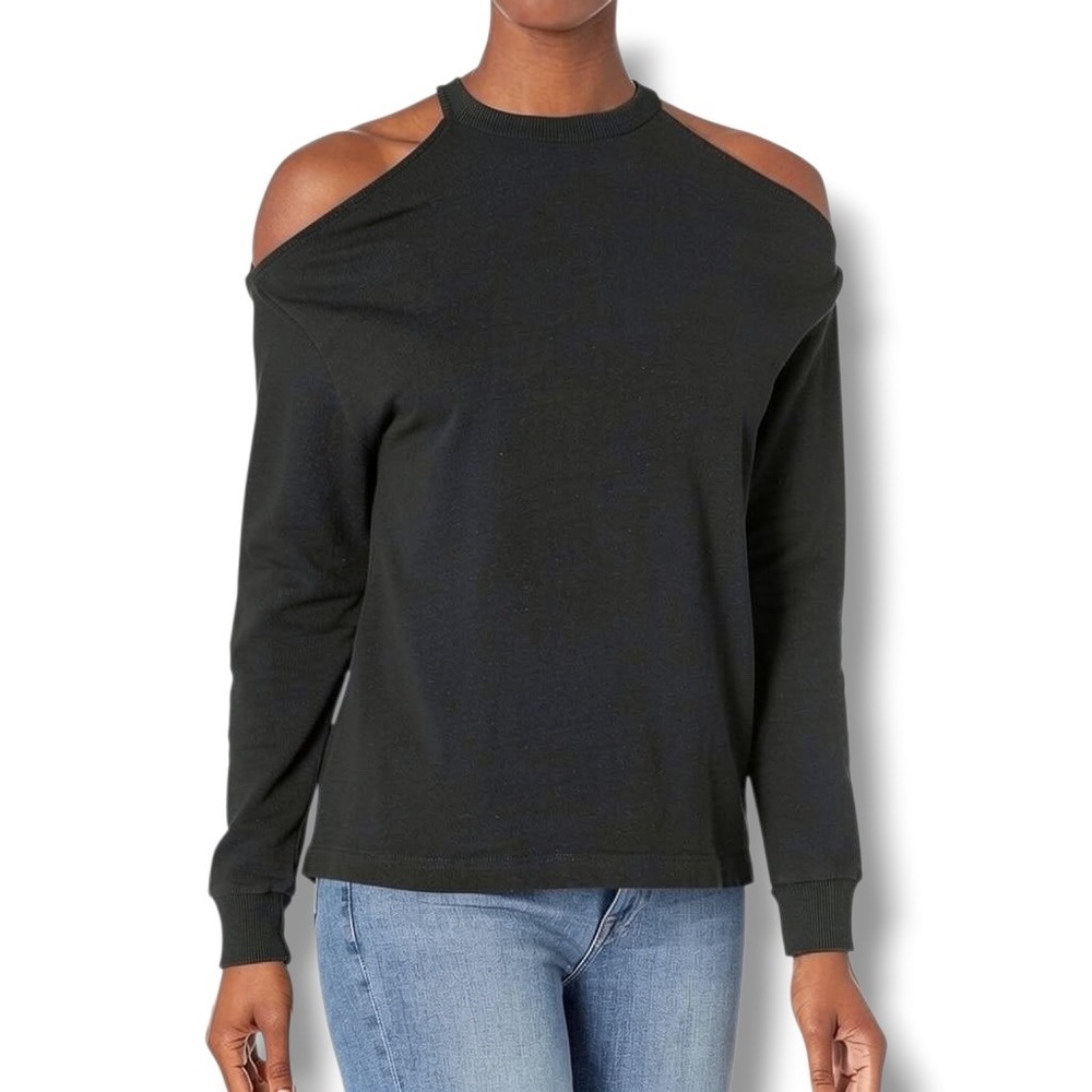 AG Adriano Goldschmied Cold Shoulder Sweatshirt Small S Black